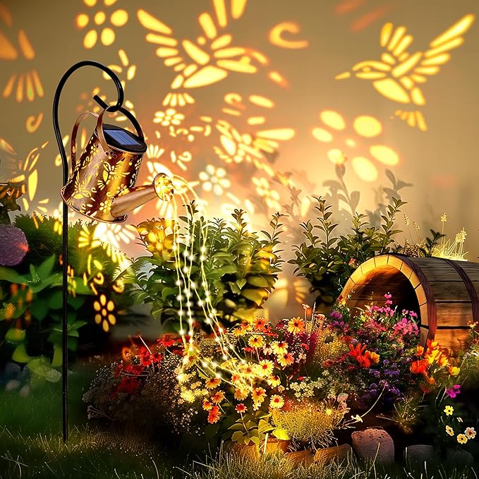 Solar Lights Outdoor Garden Decor, Solar Lanterns Watering Can Lights Gardening Gifts for Mom Women Grandma Birthday, Hanging Lights Outdoor Decoration for Yard Porch Patio Backyard
