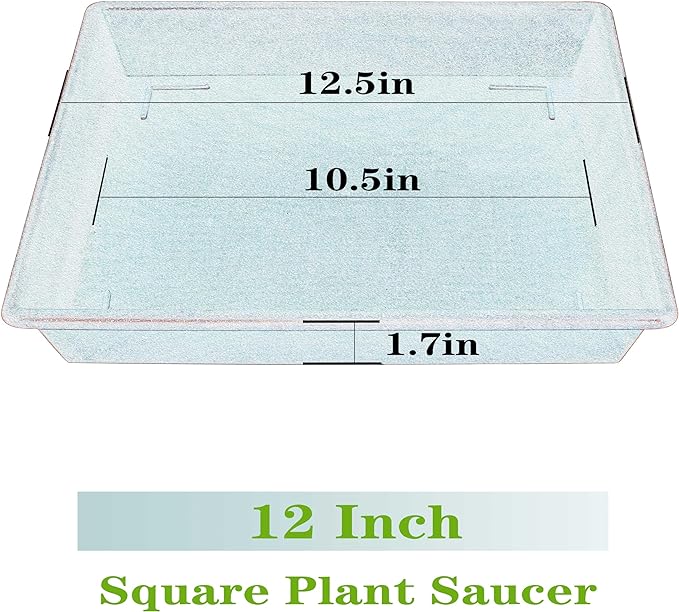 Square Plant Saucer 14 Inch 2 Pack,Plant Stand Plant Trays for Pots Heavy Duty Plastic Plant Saucers for Indoors Outdoors, Flower Pot No Holes Plant Lover Gardening Gifts