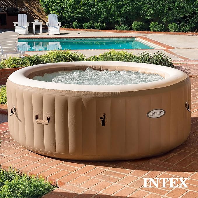 INTEX 28425EP PureSpa Bubble Massage Spa Set: Energy Efficient Spa Cover – Push Button Control Panel – 120 Jets – 4 Person Capacity – 77" x 28"