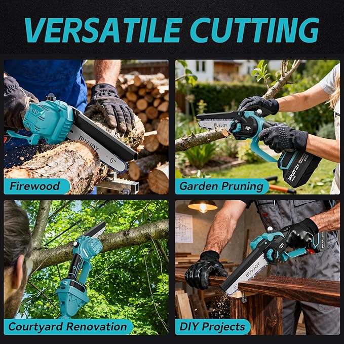 2-in-1 Cordless 6 in Pole Saw for Tree Trimming,15.5 ft Extended Reach Electric Saw with 180° Adjustable Head, Brushless Motor, 2 x 1300 Ah High-Capacity Batteries & Extra Chain