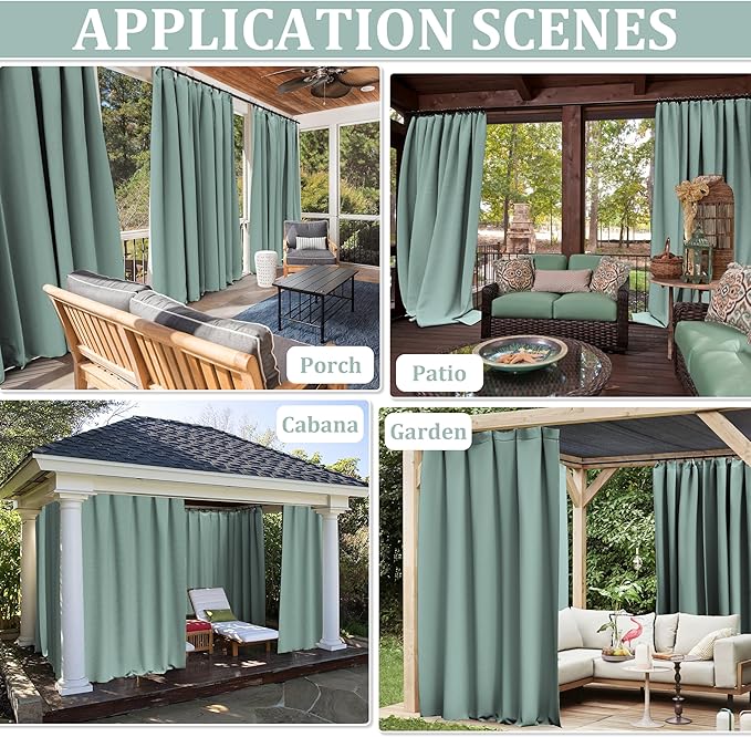 Gazebo Universal Replacement Privacy Curtain,12'×12' Gazebo Outdoor Waterproof Curtains, 4-Panels Sidewall Curtains with Double Zipper for Patio Canopy, Garden and Backyard (Curtain Only)