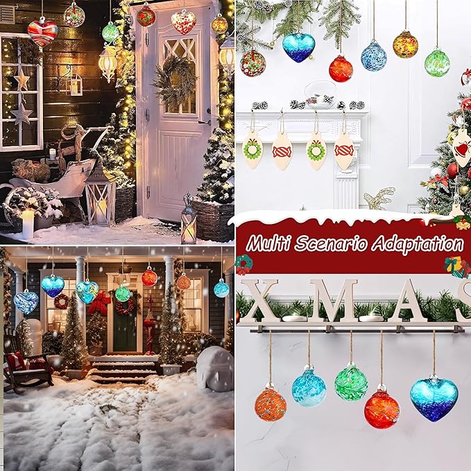 Hand Blown Glass Gazing Balls for Garden Blue Heart Hanging Friendship Balls (Blue - C)