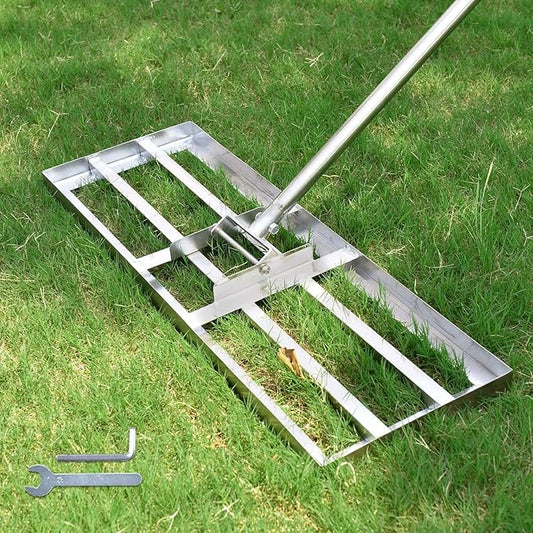 Scalebeard Lawn Leveling Rake-7 FT Level Lawn Tool / Soil Lawn Rake Stainless Steel Leveling Rake Landscape Rake with Handle for Garden Backyard Golf/Lawn(7FT, 30 x 10IN)