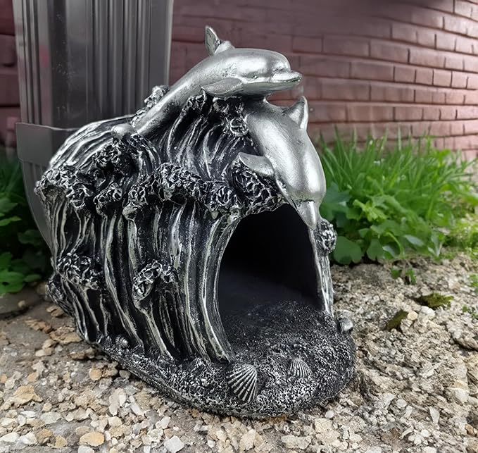coolboy Dolphin Statue Gutter Downspout Extension Decorative,Animal Garden Statue Outdoor Decor,3"×4" Rain Gutter Downspout Splash Block,Rain Downspout Diverter