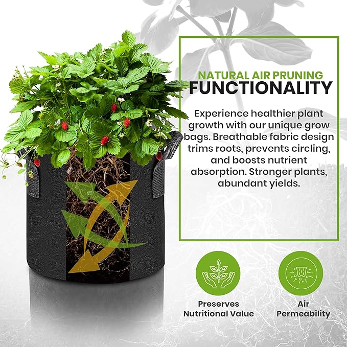 Utopia Home 12 Pack 15 Gallon Grow Bags, 300G Thickened Nonwoven Plant Fabric Pots for Outdoor, Grow Pots, Garden Plant Bags, Aeration Fabric Planters for Fruits, Vegetables and Flowers