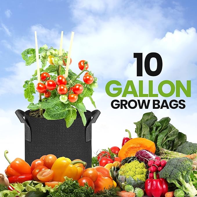 Utopia Home 20 Pack 10 Gallon Grow Bags, 300G Thickened Nonwoven Plant Fabric Pots for Outdoor, Grow Pots, Garden Plant Bags, Aeration Fabric Planters for Fruits, Vegetables and Flowers