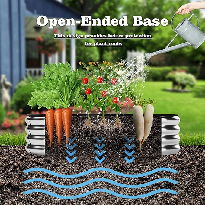 Galvanized Metal Planter Raised Garden Bed Kit for Gardening Outdoor,6x3x2ft Planter Grow Garden Box Raised Flower Bed,Long Vegetable Clearance Herb Raised Garden Beds for Container Gardening