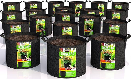 Utopia Home 20-Pack 7 Gallon Fabric Grow Bags,300G Thickened Nonwoven Fabric Planters Pots, Aeration Fabric Pots with Handles, Nonwoven Fabric Bags Suitable for Vegetables Flowers Mushroom.
