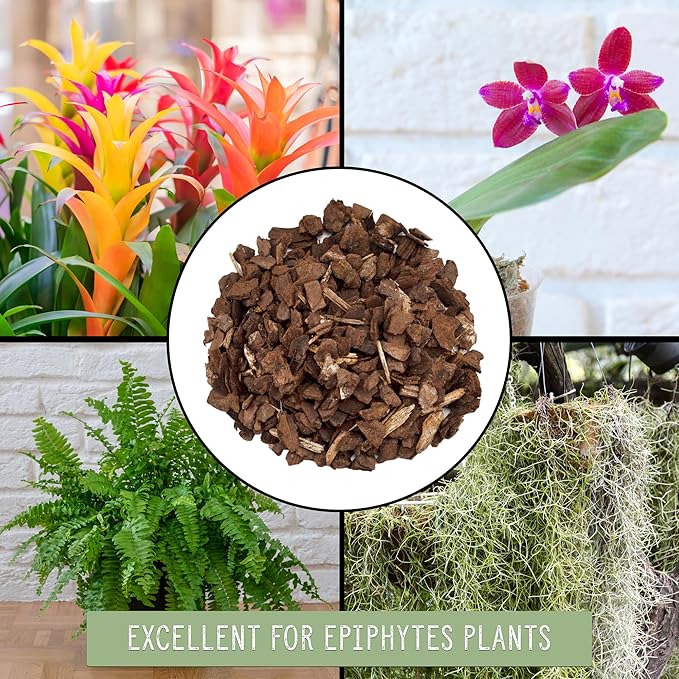 100% Organic Orchid Potting Bark (8 Quarts), All-Natural USA-Sourced Pine Bark Orchid Mix Additive