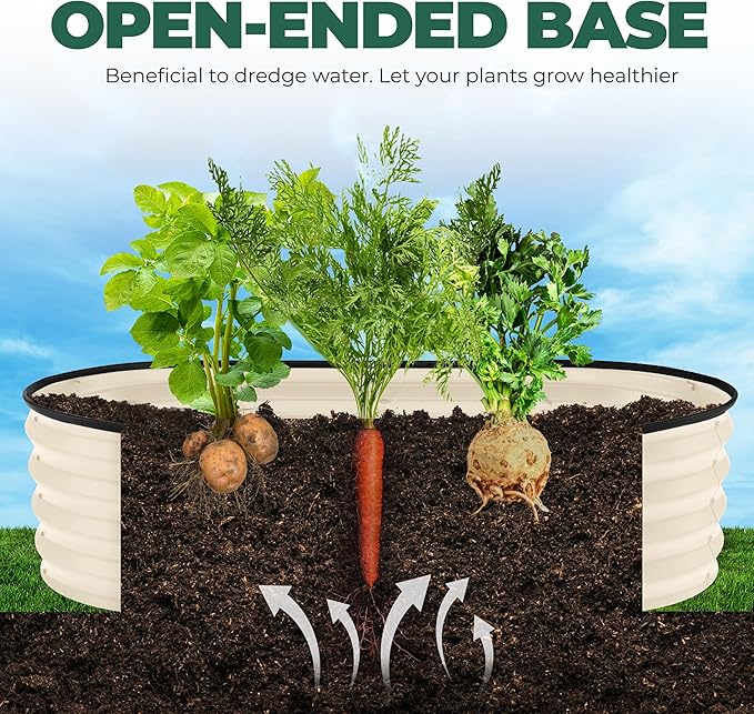 Utopia Home Galvanized Raised Garden Bed, 4 by 2 feet Lightweight Planter Boxes Outdoor with Easy Assembly, Large Garden Bed for Vegetables, Fruits, Flowers, Beige