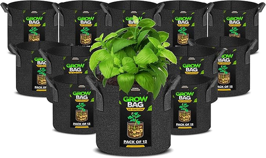Utopia Home 12 Pack 20 Gallon Grow Bags, 300G Thickened Nonwoven Plant Fabric Pots for Outdoor, Grow Pots, Garden Plant Bags, Aeration Fabric Planters for Fruits, Vegetables and Flowers