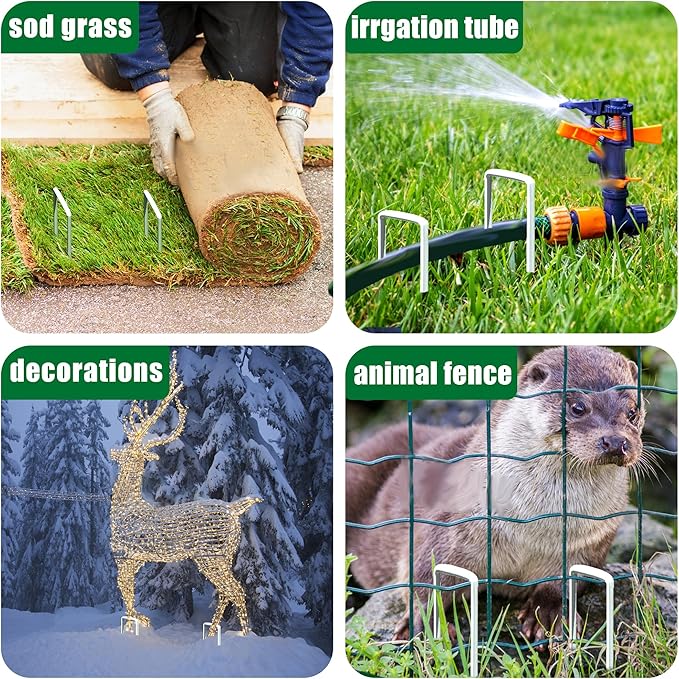 Landscape Staples 6 Inch Garden Stakes Galvanized Garden Staples Pins Anti-Rust Ground Stakes for Weed Barrier, Irrigation Tubing Hose, Yard Lawn SOD, Landscape Fabric, Decoration (100 Pack)