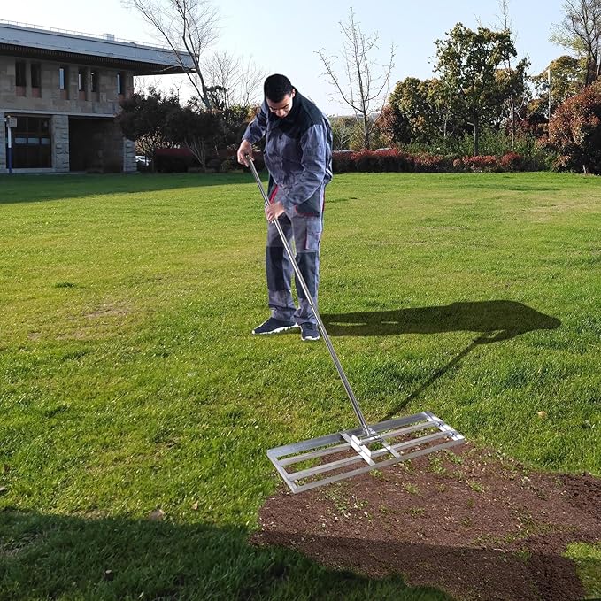 Scalebeard Lawn Leveling Rake-7 FT Level Lawn Tool / Soil Lawn Rake Stainless Steel Leveling Rake Landscape Rake with Handle for Garden Backyard Golf/Lawn(7FT, 35 x 10IN)