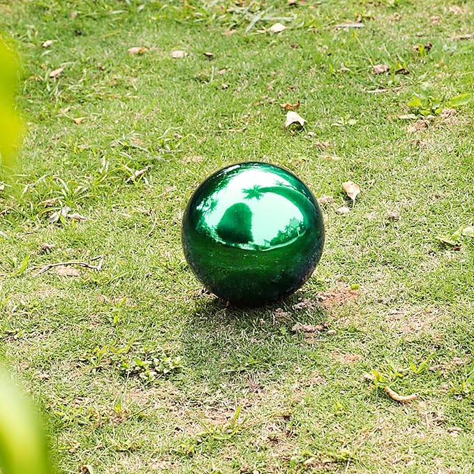 Stainless Steel Gazing Ball,12inch Green Gazing Globe