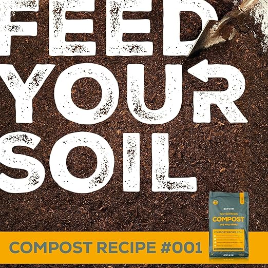 Return Organic Compost #001, 1-QT Pouch, Fertilizer for Indoor & Outdoor Garden Soil Beds, Plants & Vegetables, Potting Soil, Raised Beds, Lawns, Peat Free, OMRI Listed
