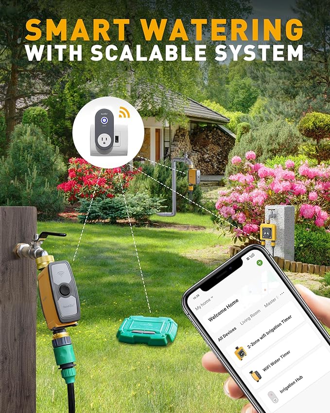 RAINPOINT WiFi Water Timer,Smart Sprinkler Timer Hose Timer,Smart Sprinkler System Valve, APP & Voice Control, Weather-Based Automatic Rain Delay, Brass Inlet & Outlet(No WiFi Hub)