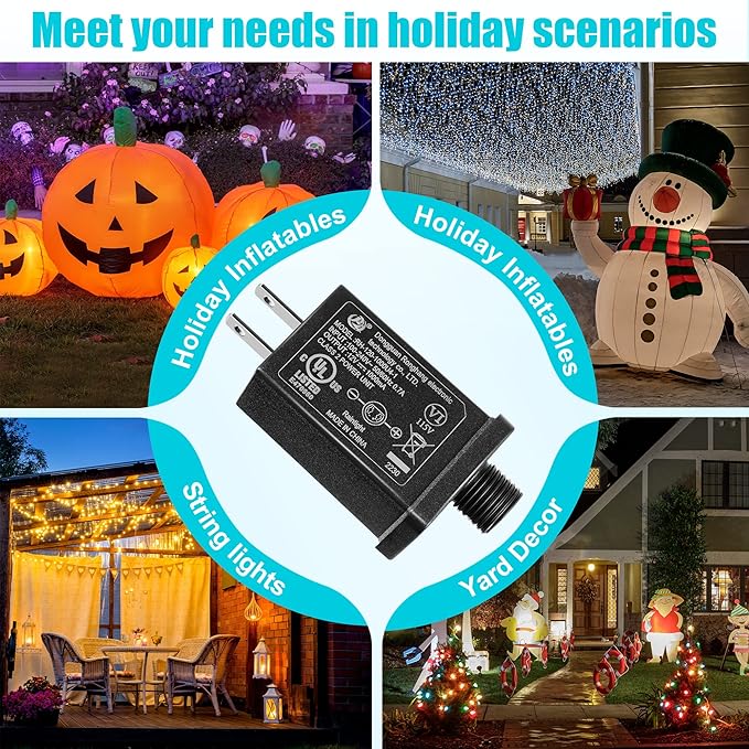 Replacement Yard Inflatable Adapter Power Supply Adaptor 12Vdc 1.0A Class 2 Power Supply for Halloween Christmas Inflatable Decorations