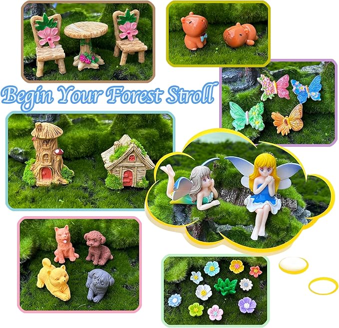Miniature Fairy Garden Accessories 40 PCS Fairy Garden Kit for Fairy Garden Decor, Fairy Garden Figurines for Terrarium Decor, Mini Fairy Garden Supplies for Potted Landscape and Dollhouse