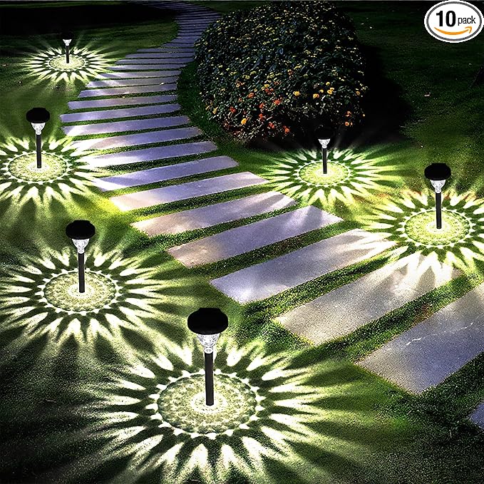 Siatom Solar Pathway Lights 10 Pack, Bright Solar Path Lights Outdoor Waterproof IP65, Walking Path Solar Lights for Outside, Garden, Lawn, Walkway, Yard (Cold White)