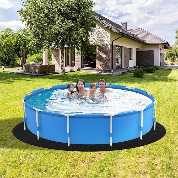 VINGLI 12 FT Round Pool Liner Pad for Above Ground Swimming Pools, Extra Thick Swimming Pool Liner, Prevent Punctures, Weed Barrier, Black