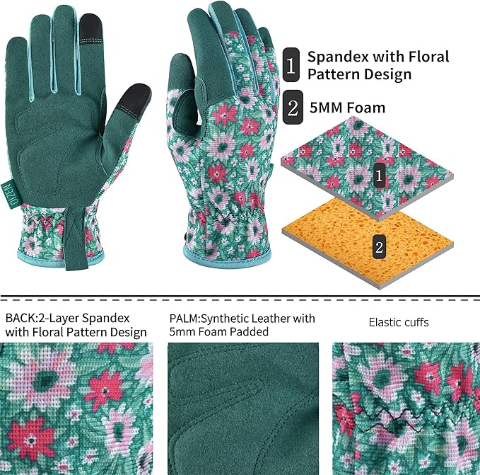 Gardening Gloves for Women and Men, Touchscreen Garden Gloves, Thorn Proof Puncture Resistant Work Gloves, Gardening Gifts for Women, Size Small