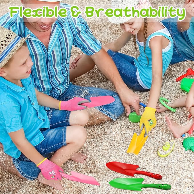 Gisafai 24 Pcs Mini Colorful Metal Hand Shovel and Glove Set Shovel Spade Gloves Digging Trowel Set Kids Gardening Gloves 12 Pcs 11 x 3 Inch