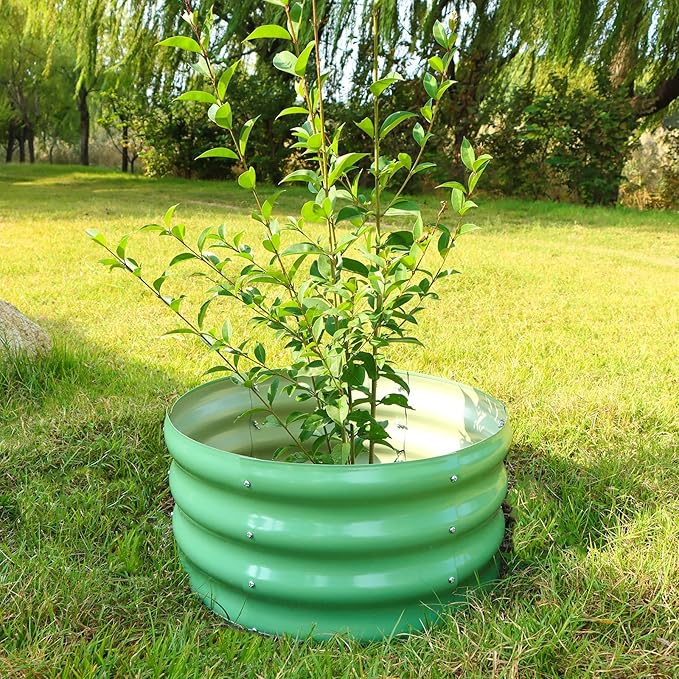 SnugNiture 3 Pcs 2x2x1ft Round Galvanized Raised Garden Bed Kit Outdoor, Metal Planter Box for Planting Plants Vegetables, Green