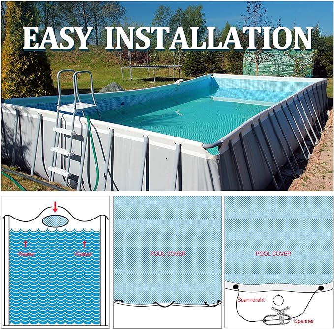 131ft Pool Cover Cable and Winch Kit Pool Covers for Above Ground Pools 10x16 Pool Cover Cable for Securing Above Ground Swimming Pool Covers(Black)