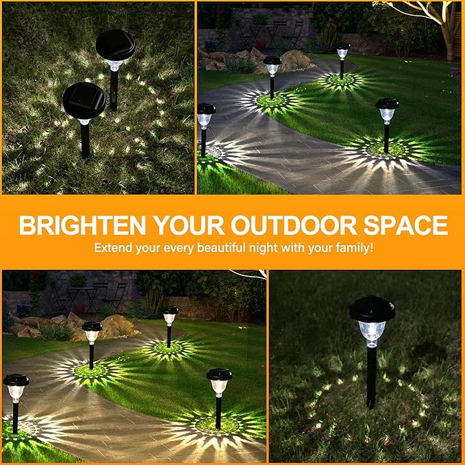 Siatom Solar Pathway Lights 10 Pack, Bright Solar Path Lights Outdoor Waterproof IP65, Walking Path Solar Lights for Outside, Garden, Lawn, Walkway, Yard (Warm White)