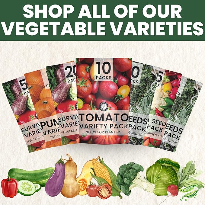 Tomato Seeds | 10 Invidiual Packs | 2025 Season | Non-GMO | Roma, Brandywine, Cherry & More! | for Planting Indoor & Outdoor | by Family Sown
