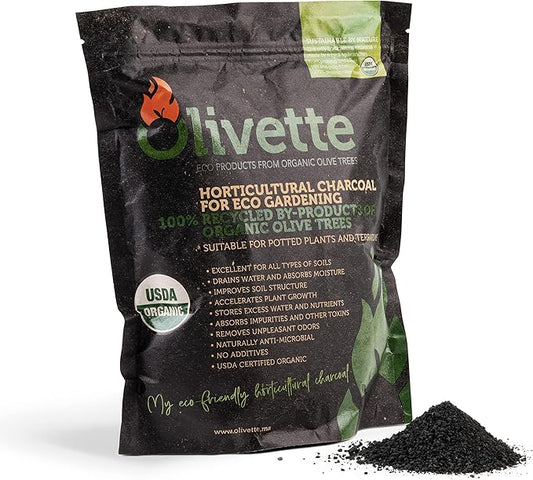 Olivette Horticultural Activated Charcoal for Plants by, Terrarium Horticulture Moisture Absorbers, Terrarium Supplies, USDA Organic Certified 1 Bag