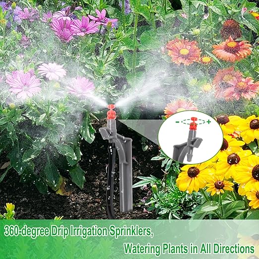 236FT Drip Irrigation Kits, Automatic Drip Irrigation System with 1/4 Drip Irrigation Tubing for Outdoor Plants, Garden Misting Plant Watering System for Yard, Lawn, Patio, Raised Bed