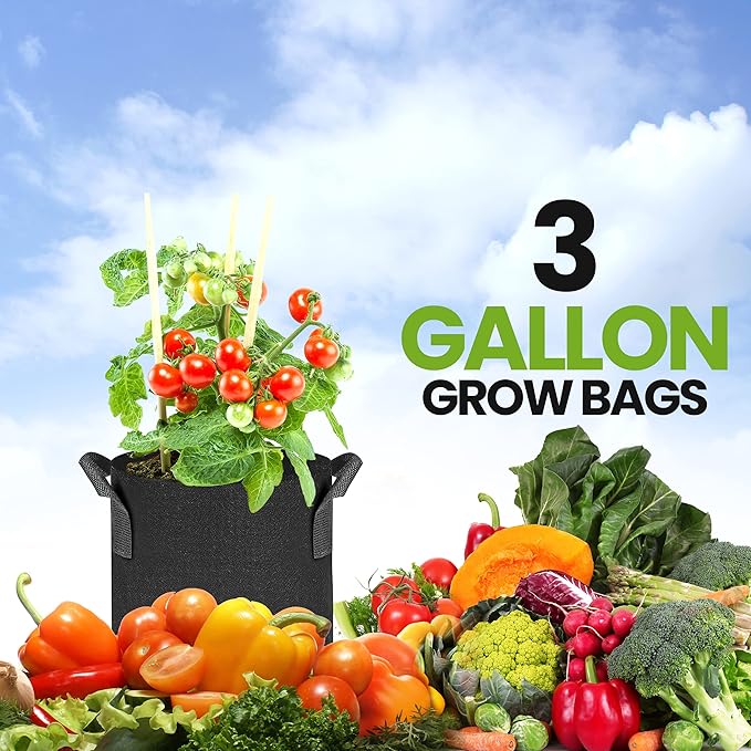 Utopia Home 20-Pack 3 Gallon Fabric Grow Bags, 300G Thickened Fabric Planters Pots, Aeration Fabric Pots with Handles, Nonwoven Fabric Bags Suitable for Vegetables Flowers Mushroom