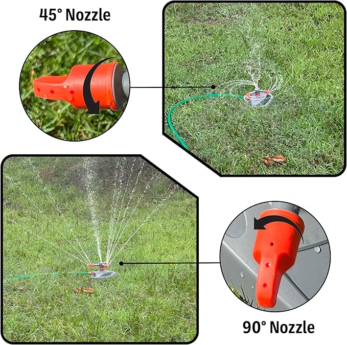 360 Rotating Sprinkler for Garden with Adjustable Spray Nozzles | 8 Inch Wide Base for Stability | Water Sprinkler for Lawn