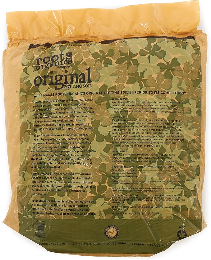 Roots Organics ROD75 Hydroponic Gardening Original Coco Fiber Based Potting Soil 0.75 Cubic Feet, 2 Pack