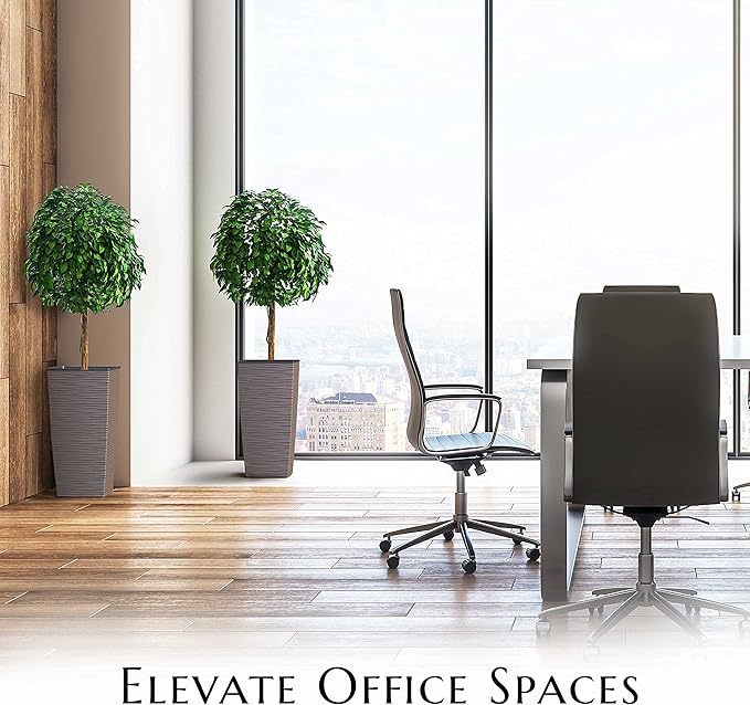 Mueller M-Resin Heavy Duty Tall Planter, Indoor/Outdoor Grande Plant, Tree, Flower Pot, 2-Piece Set, 27.5”, Modern Design, Built-in Drainage, Mocha