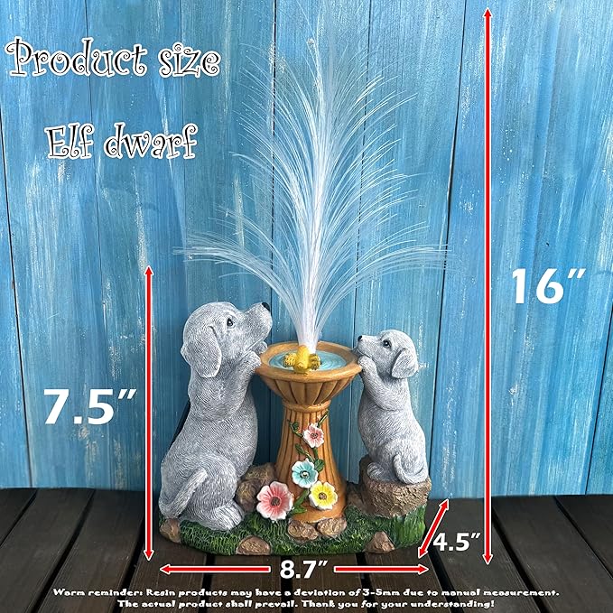 Solar Dog Statues Garden Decor with LED Lights -Resin Dogs Figurines Lights and Colour Changing Fiber Optical Light, Outdoor Decorations for Patio Yard Lawn Ornaments-Gifts for Housewarming