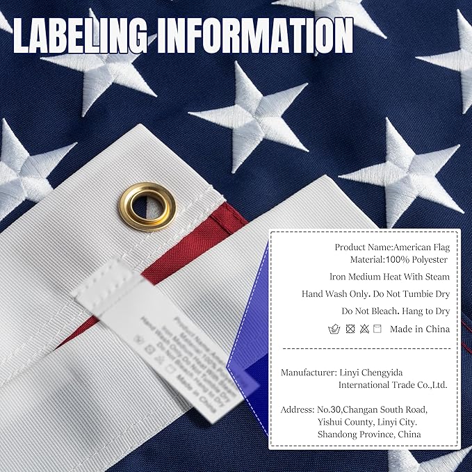 American Flag for Outside 10x15 Ft - TearProof Series Outdoor Use US Flags - Long Lasting, Fade Resistant - Thick Spun Polyester USA Banner - High Wind United States Flag - Embroidered Stars, Sewn Stripes, Brass Grommets