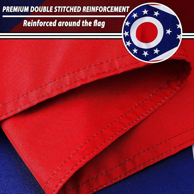 FLAGWIN Ohio Flag 3x5 FT - 3 Ply Double Sided Polyester Ohio State Flag with Brass Grommets - Vivid Color and Fade Proof State of Ohio Flags 3x5 Outdoor