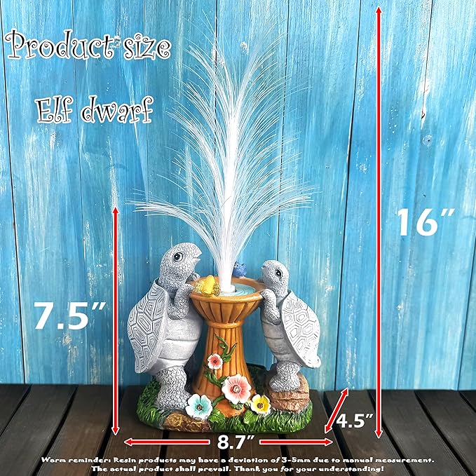 Solar Turtle Garden Statues with LED Lights, Resin Turtles Figurine Outdoor Decorations Colour Changing Optical Fiber Solar Light, Outside Art Decor for Lawn,Yard, Unique Housewarming Gifts