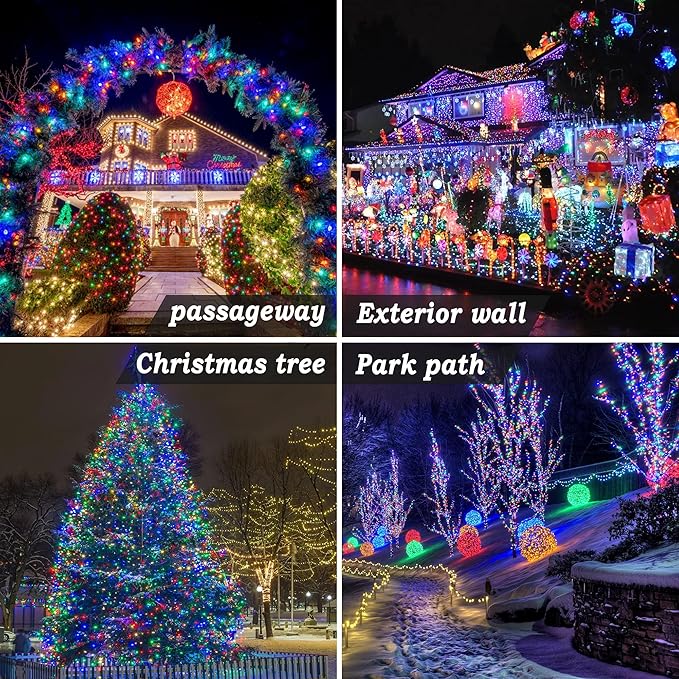 KNONEW 403ft 1000 LED String Lights Outdoor Christmas Lights 8 Modes & Timer Fairy Light Plug in Waterproof LED String Lights for Xmas Yard Tree Wedding Party Holiday Decorations (Multicolor)