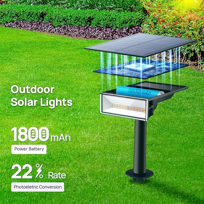 Consciot Solar Lights Outdoor,3000K Warm White Solar Spot Lights, Solar Spotlights Outdoor IP65 Waterproof, Solar Landscape Lights for Yard Tree House,8 Pack