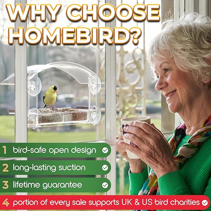 Window Bird Feeder with Strong Suction Cups - (Upgraded 2025 Model) Clear Acrylic Feeder Window for Cats Bird House Gift