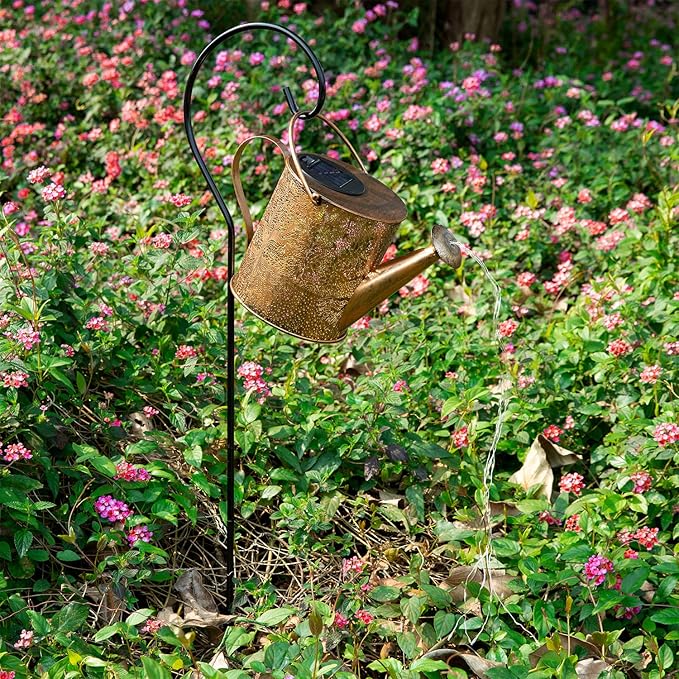 Solar Lights Outdoor Garden Decor, Large Waterproof Watering Can Landscape Lights Outside Decorations for Yard Front Porch Patio Backyard Gardening Gift for Mom Grandma Women Birthday