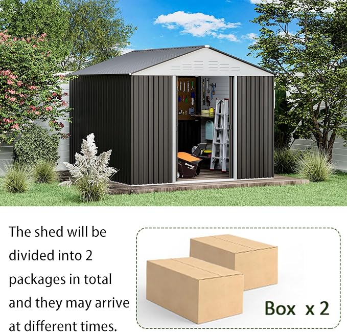 6x4.9 FT Outdoor Storage Shed - Metal Storage Shed for Garden Backyard Steel Outdoor Shed with Updated Frame Structure for Patio Lawn Metal Tool Shed