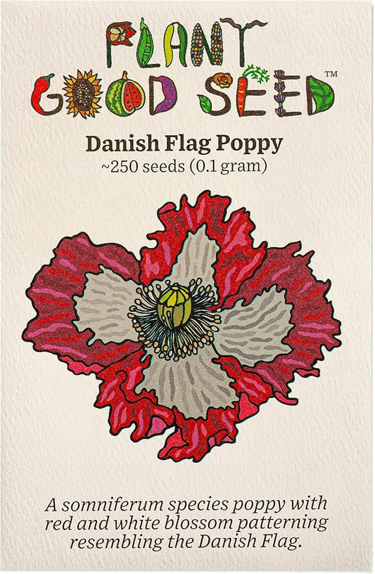 Plant Good Seed Danish Flag Poppy Seeds - Pack of 250, Heirloom Seeds for Planting Herbs, Flowers - Gardening Supplies, Herb Garden, Wildflower, Flower Seeds to Plant Outside - Non-GMO, from USA