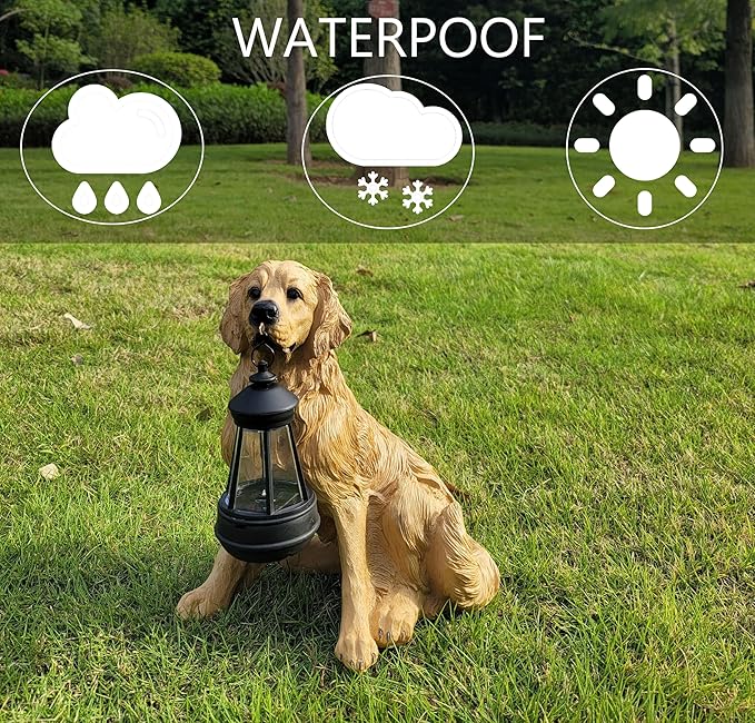 Garden Statues Dog Solar Hanging Light, Courtyard Resin Simulated Handicraft Dog Statue Ornament, Garden Yard Entrance Decoration.