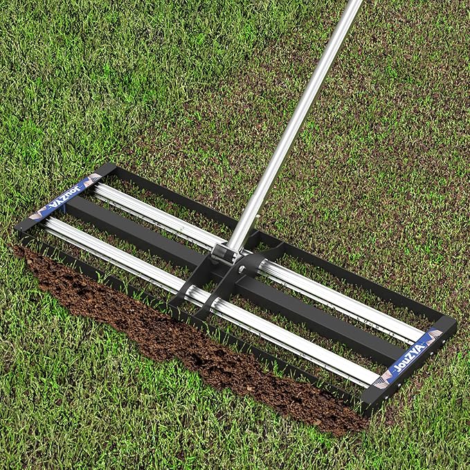 Updated Lawn Leveling Rake with Aluminum Roller, Stainless Steel 40"x10" Levelawn Tool , Heavy-Duty Lawn Leveler with 80" Extended Handle, Yard Leveling Rake Suit for Garden, Golf Lawn, Farm