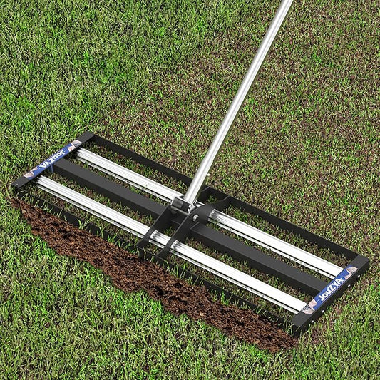 Updated Lawn Leveling Rake with Aluminum Roller, Stainless Steel 40"x10" Levelawn Tool , Heavy-Duty Lawn Leveler with 80" Extended Handle, Yard Leveling Rake Suit for Garden, Golf Lawn, Farm
