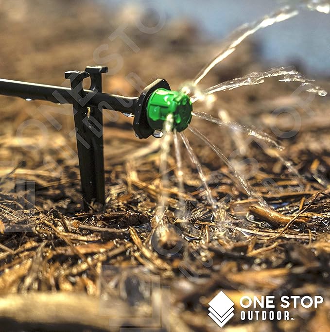 (100-PACK) - 360 Degree 1/4" Inch Universal Barbed Drip Emitter - Adjustable Flow 0-18.5 GPH Fit 1/4 (4-7mm) Drip Irrigation Tubing - Professional Grade Drippers for Drip Irrigation